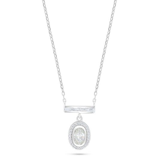 Sterling Silver 925 Necklace Rhodium Plated Embedded With Diamond Zircon And White Zircon