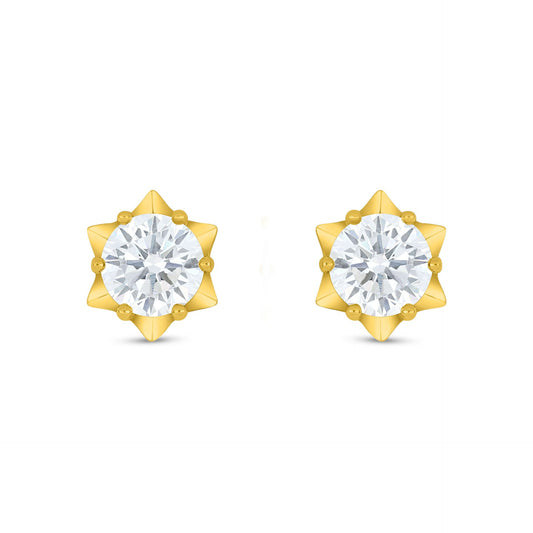 Sterling Silver 925 Earring Golden Plated Embedded With White Zircon