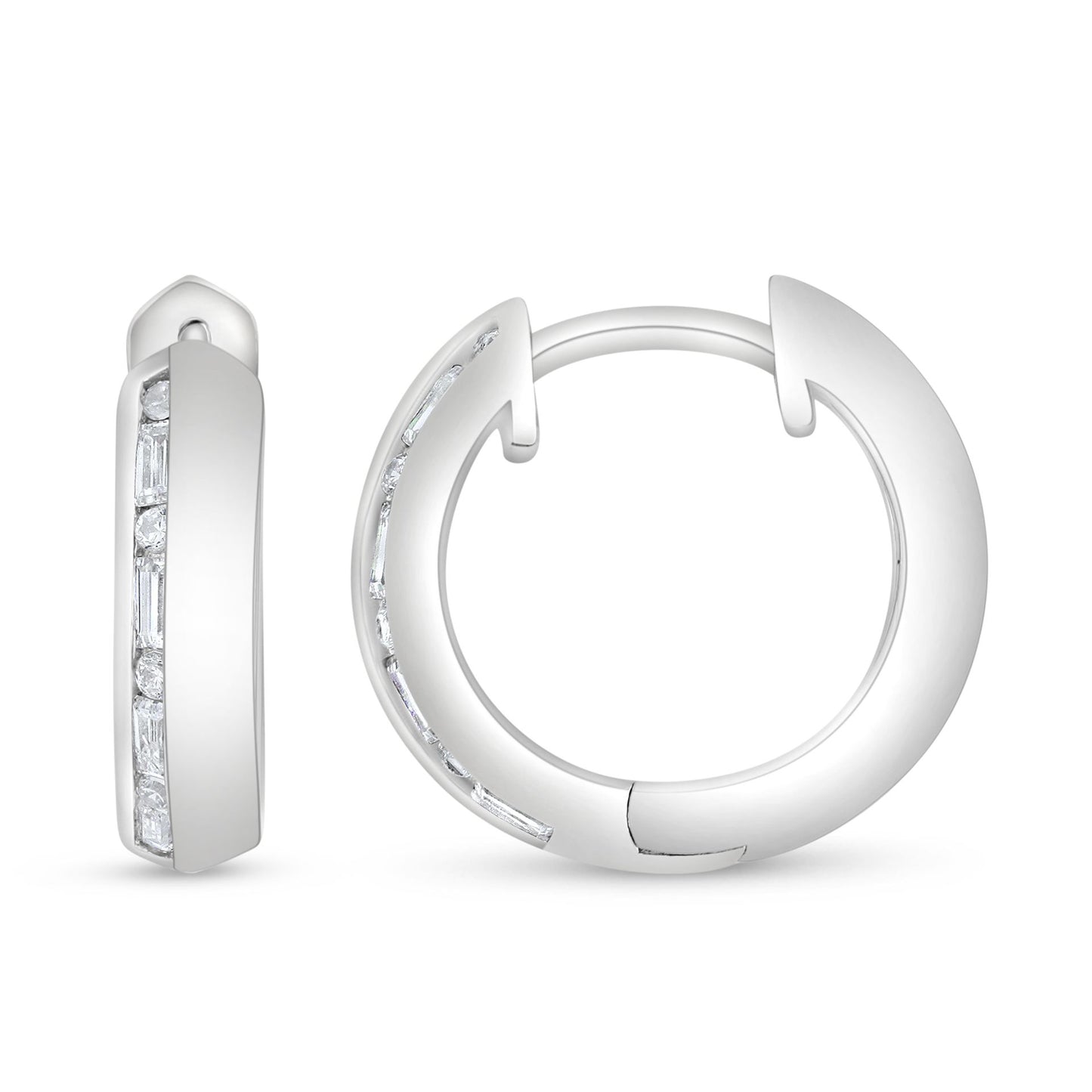 Sterling Silver 925 Earring Rhodium Plated Embedded With White Zircon