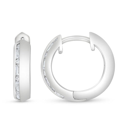Sterling Silver 925 Earring Rhodium Plated Embedded With White Zircon