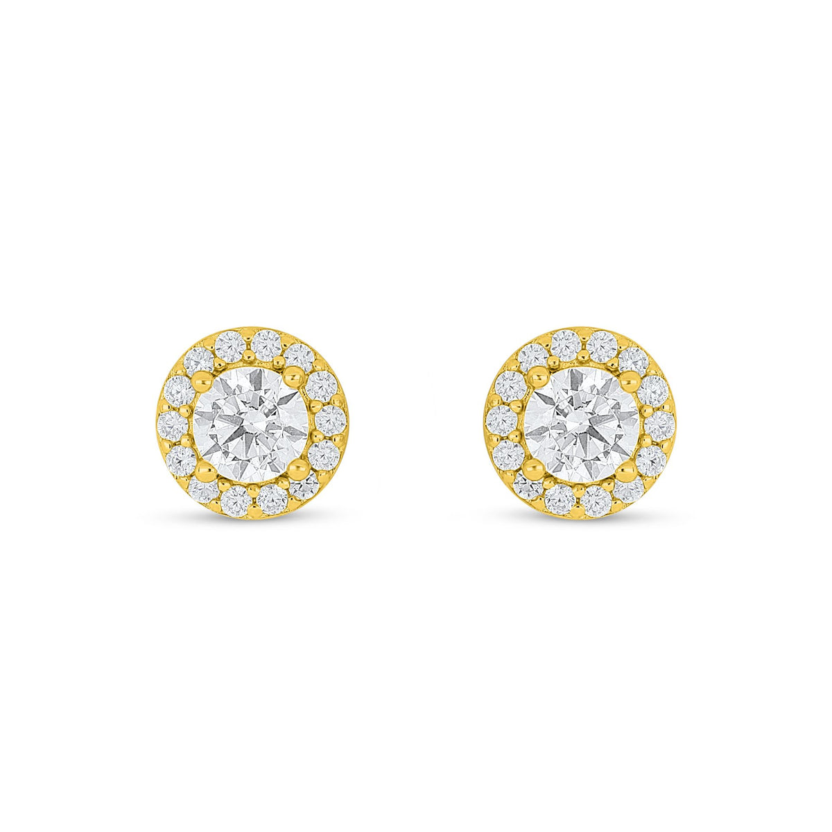 Sterling Silver 925 Earring Golden Plated Embedded With White Zircon