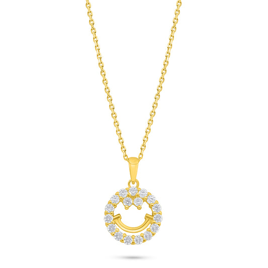 Sterling Silver 925 Necklace Golden Plated Embedded With White Zircon