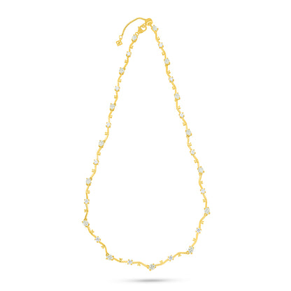 Sterling Silver 925 Necklace Golden Plated Embedded With Diamond Zircon And White Zircon