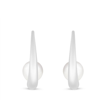 Sterling Silver 925 Earring Rhodium Plated Embedded With Natural White Pearl