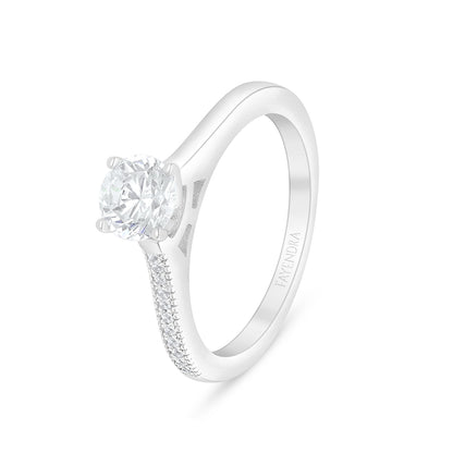 Sterling Silver 925 Ring Rhodium Plated Embedded With White Zircon