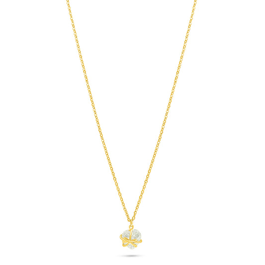 Sterling Silver 925 Necklace Golden Plated Embedded With White Zircon