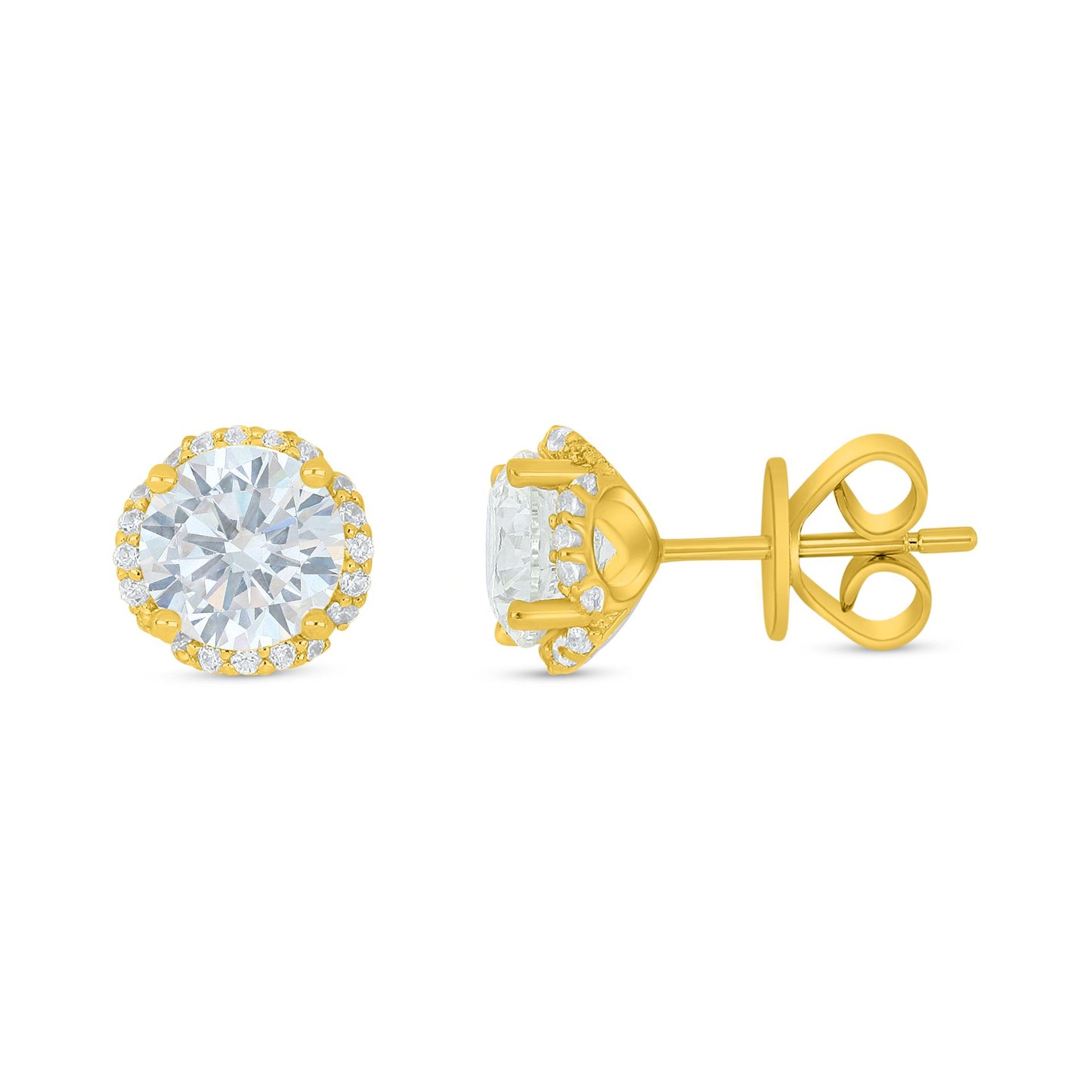 Sterling Silver 925 Earring Golden Plated Embedded With White Zircon
