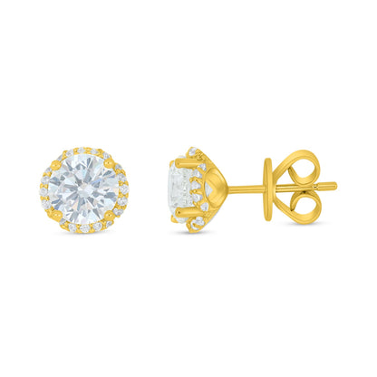 Sterling Silver 925 Earring Golden Plated Embedded With White Zircon