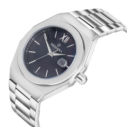 Stainless Steel 316L Watch Silver Color For Men - BLACK MOP DIAL