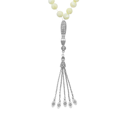 Rosary 45 Sterling Silver 925 Set Oxidized Embedded With Withe Shell Bead 09 ML LOGO