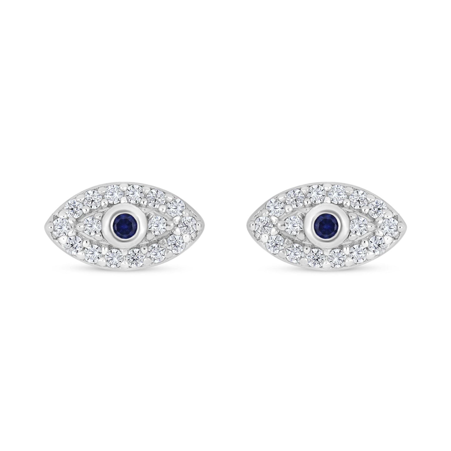 Sterling Silver 925 Earring Rhodium Plated Embedded With White Zircon