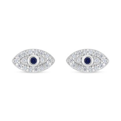 Sterling Silver 925 Earring Rhodium Plated Embedded With White Zircon