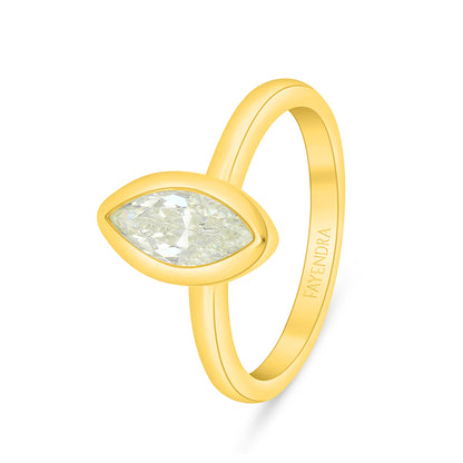 خاتم من الفضة الخالصة عيار 925 مطلي ذهبي مرصع بالزركون الكناري الالماسي 