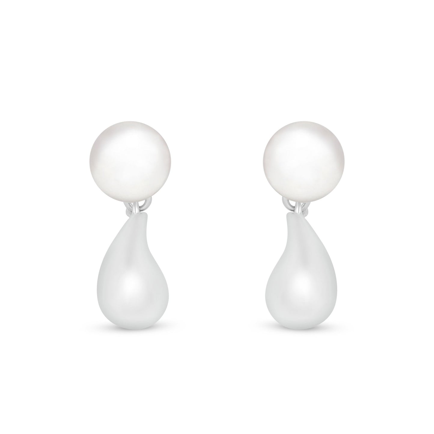 Sterling Silver 925 Earring Rhodium Plated Embedded With Natural White Pearl