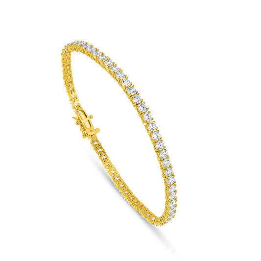 Sterling Silver 925 Bracelet Golden Plated Embedded With White Zircon
