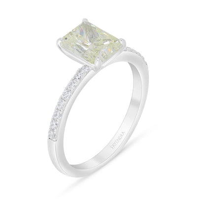 Sterling Silver 925 Ring Rhodium Plated Embedded With Diamond Zircon And White Zircon