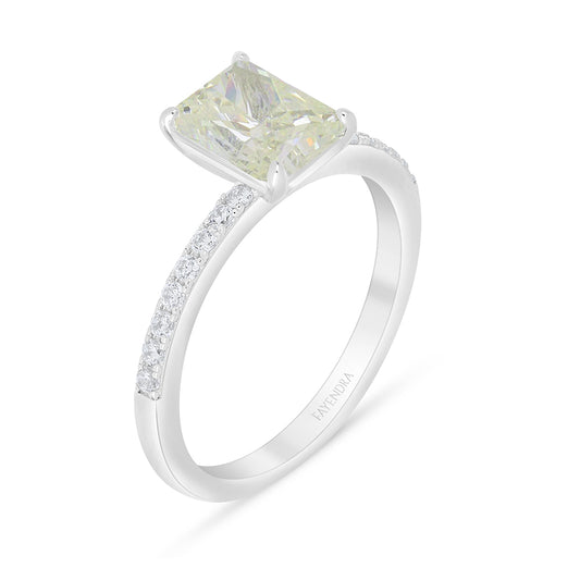 Sterling Silver 925 Ring Rhodium Plated Embedded With Diamond Zircon And White Zircon