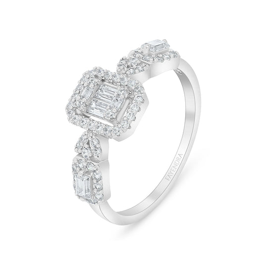 خاتم من الفضة الخالصة عيار 925 مطلي روديوم مرصع فص ابيض