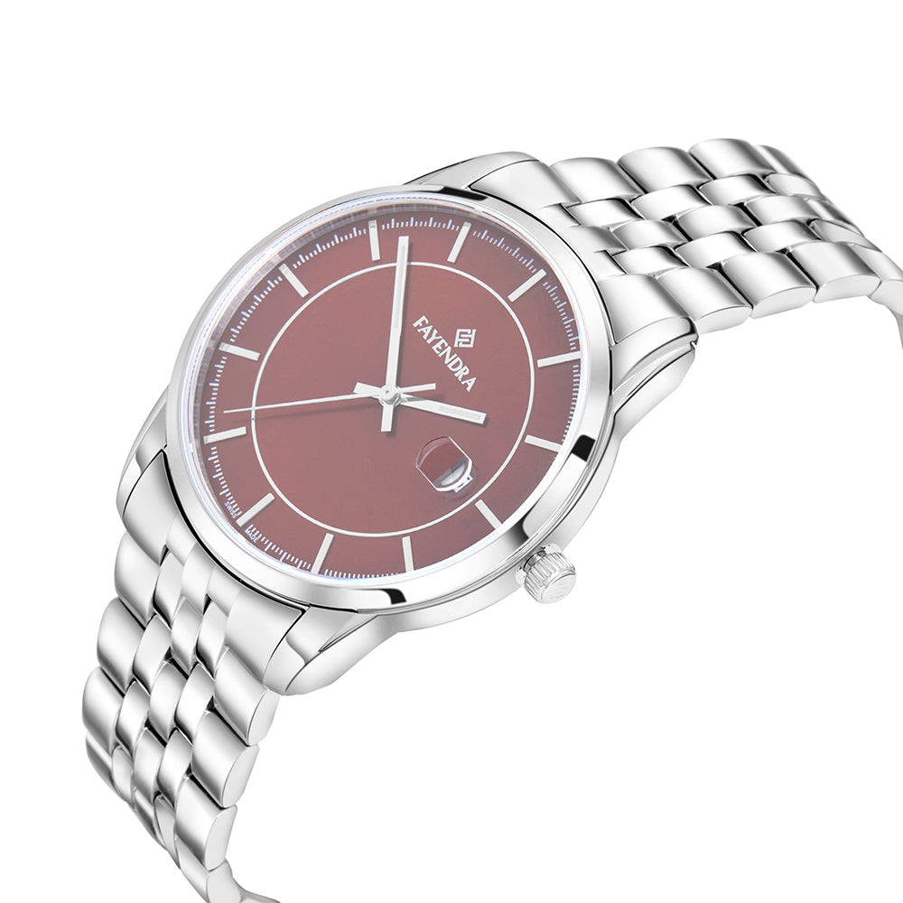 Stainless Steel 316L Watch Silver Color For Men - BROWN MOP DIAL