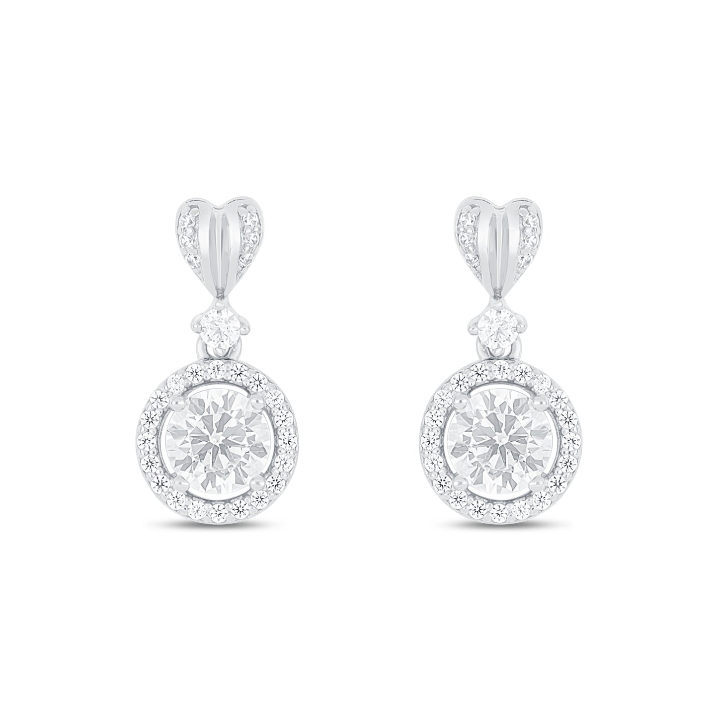 Sterling Silver 925 Earring Rhodium Plated Embedded With Diamond Zircon And White Zircon