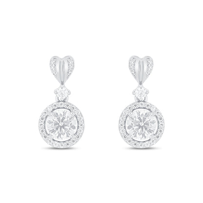 Sterling Silver 925 Earring Rhodium Plated Embedded With Diamond Zircon And White Zircon