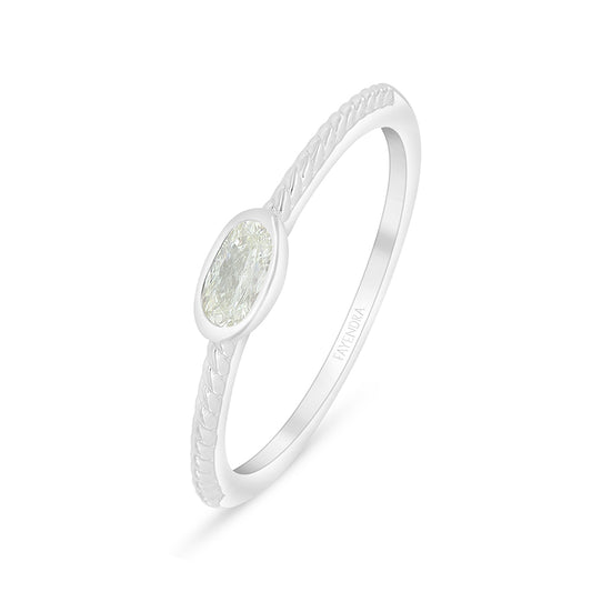 Sterling Silver 925 Ring Rhodium Plated Embedded With Diamond Zircon And White Zircon