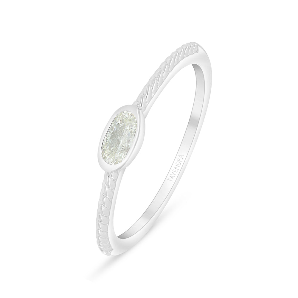 Sterling Silver 925 Ring Rhodium Plated Embedded With Diamond Zircon And White Zircon