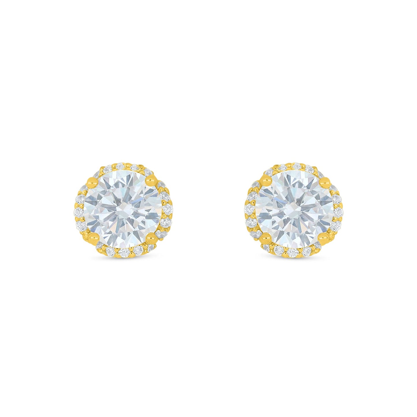 Sterling Silver 925 Earring Golden Plated Embedded With White Zircon
