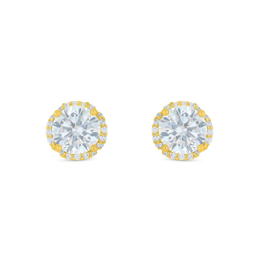 Sterling Silver 925 Earring Golden Plated Embedded With White Zircon