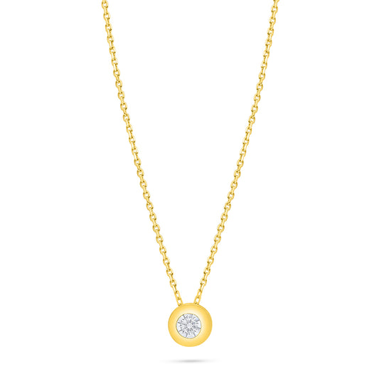 Sterling Silver 925 Necklace Golden Plated Embedded With White Zircon
