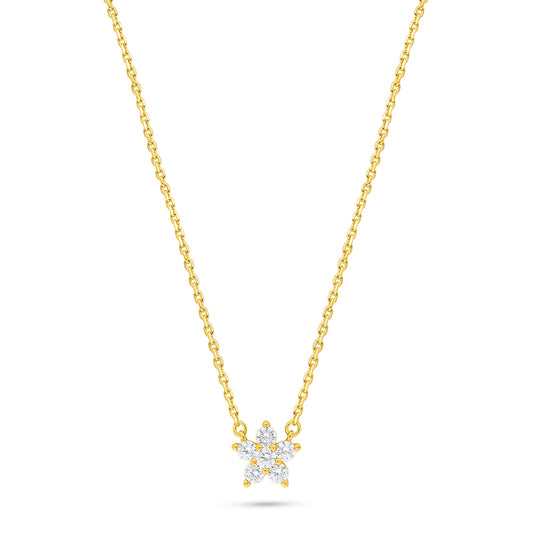 Sterling Silver 925 Necklace Golden Plated Embedded With White Zircon