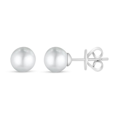 Sterling Silver 925 Earring Rhodium Plated Embedded With Natural White Pearl