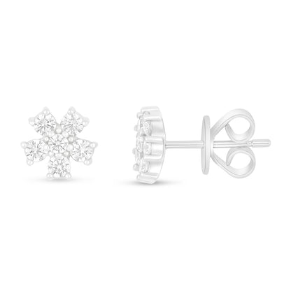 Sterling Silver 925 Earring Rhodium Plated Embedded With White Zircon