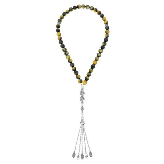 Rosary 45 Sterling Silver 925 Set Oxidized Embedded With Tiger Eye Dreamy Bead 08ML LOGO