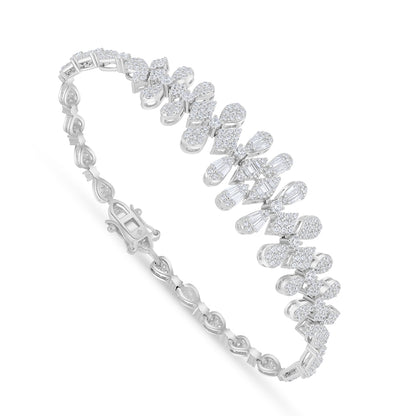 Sterling Silver 925 Set Rhodium Plated Embedded With White Zircon