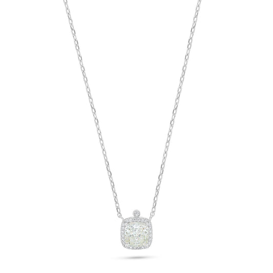 Sterling Silver 925 Necklace Rhodium Plated Embedded With Diamond Zircon And White Zircon