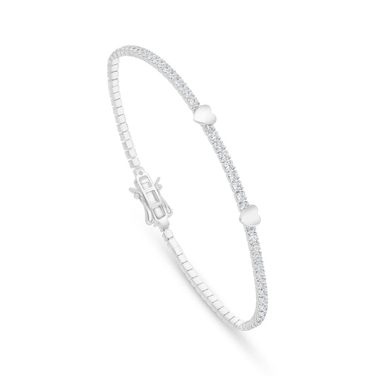 Sterling Silver 925 Bracelet Rhodium Plated Embedded With White Zircon