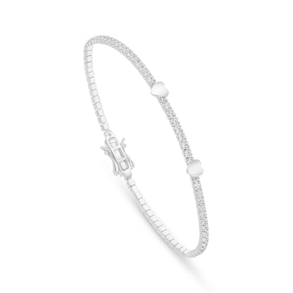 Sterling Silver 925 Bracelet Rhodium Plated Embedded With White Zircon
