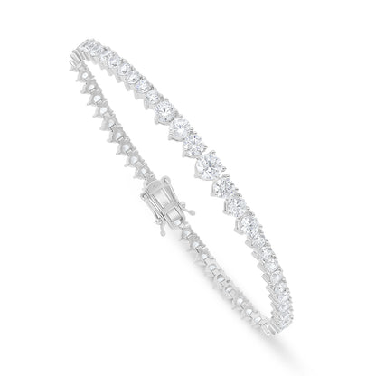 Sterling Silver 925 Bracelet Rhodium Plated Embedded With White Zircon
