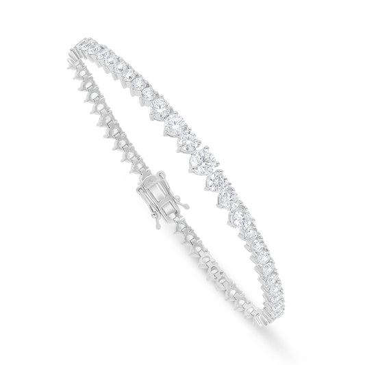 Sterling Silver 925 Bracelet Rhodium Plated Embedded With White Zircon