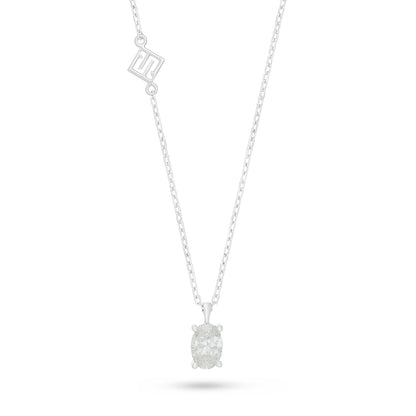 Sterling Silver 925 Necklace Rhodium Plated Embedded With Diamond Zircon And White Zircon