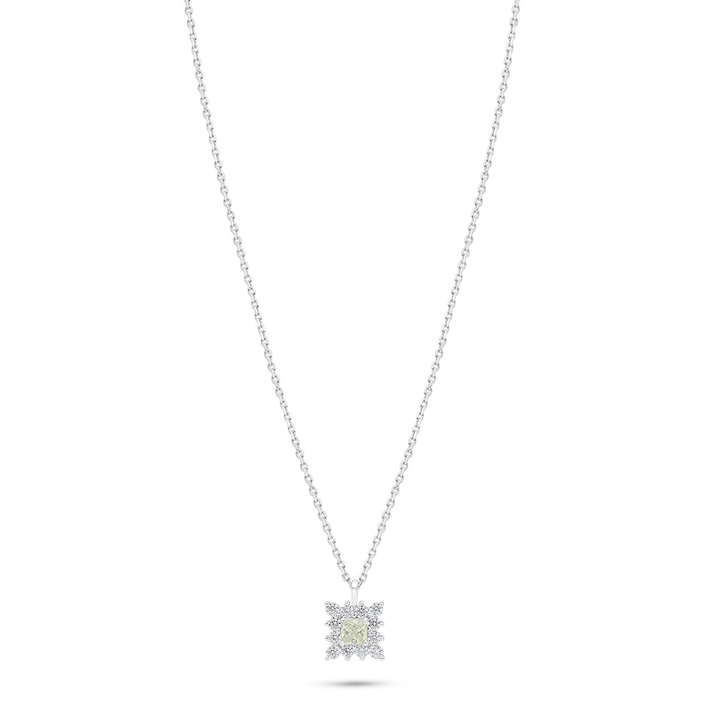 Sterling Silver 925 Necklace Rhodium Plated Embedded With Diamond Zircon And White Zircon