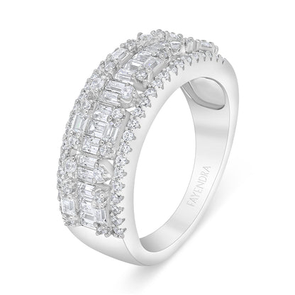 Sterling Silver 925 Ring Rhodium Plated Embedded With White Zircon