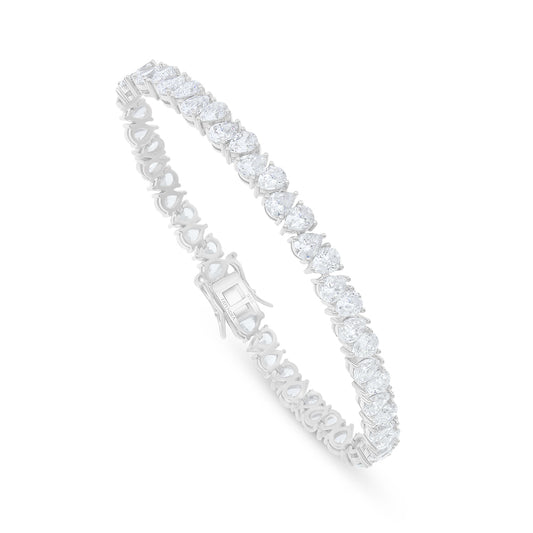 Sterling Silver 925 Bracelet Rhodium Plated Embedded With White Zircon