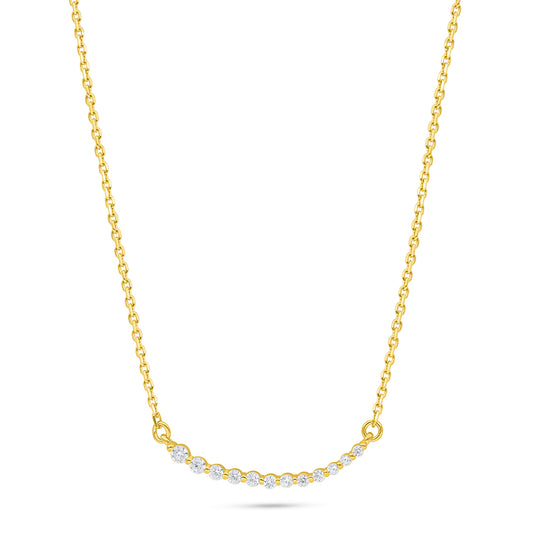 Sterling Silver 925 Necklace Golden Plated Embedded With White Zircon