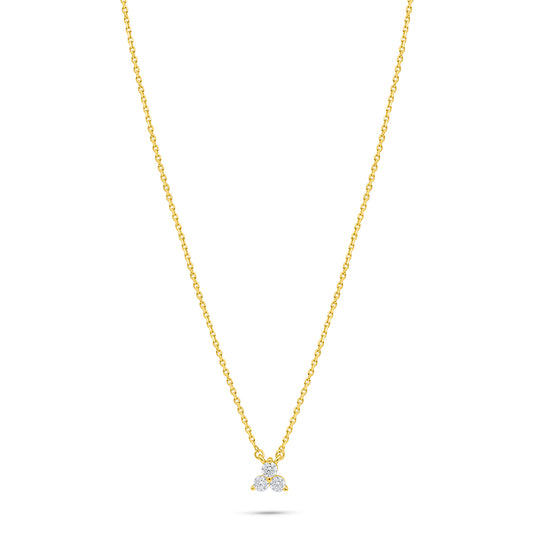 Sterling Silver 925 Necklace Golden Plated Embedded With White Zircon