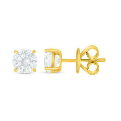 Sterling Silver 925 Earring Golden Plated Embedded With White Zircon