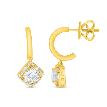 Sterling Silver 925 Earring Golden Plated Embedded With White Zircon