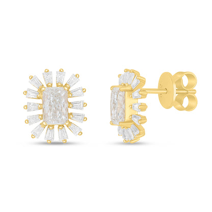 Sterling Silver 925 Earring Golden Plated Embedded With White Zircon