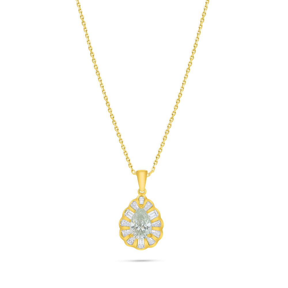Sterling Silver 925 Necklace Golden Plated Embedded With Diamond Zircon And White Zircon
